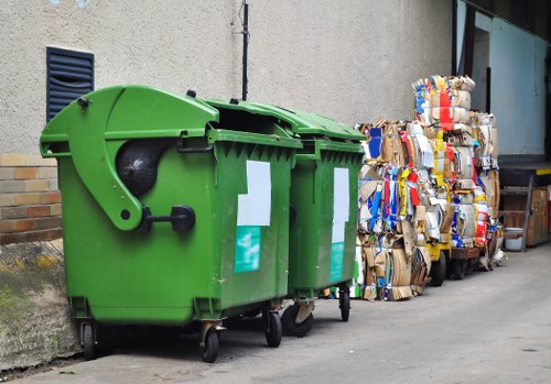 Professional rubbish removal vehicle on-site